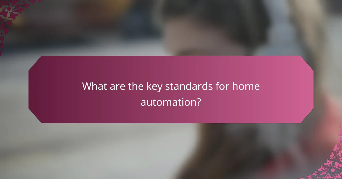 What are the key standards for home automation?